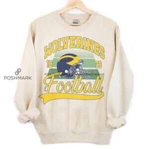 Sand 90S Michigan Wolverines Football Ncaa Sweatshirt Univ
